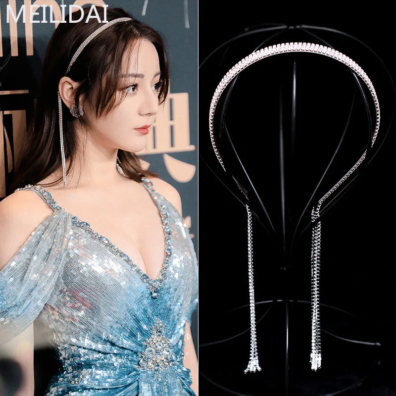 Обруч для волос MeiLD со стразами блестящие Роскошные Длинные обручи Женские