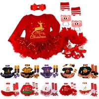 my 1st christmas baby girls romper sets xmas party dress set halloween costume clothes baby clothing 4pcs christmass baby gifts