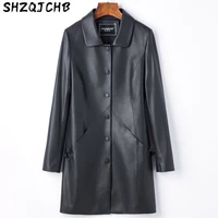 shzq sheep 2021 autumn and winter new leather clothes womens middle and long korean slim sheep skin womens coat