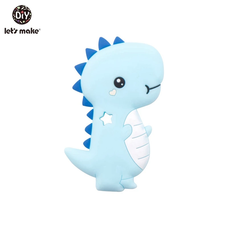 Blue Dino 1 шт. силиконовый Прорезыватель для зубов Bambi Sika олень сенсорная игрушка для новорожденного ребенка аксессуары для ухода за ребенком органический Прорезыватель для зубов - Цвет: Blue Dino