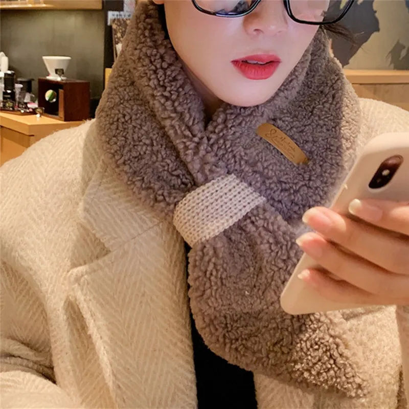 Теплые женские шарфы Модный зимний шарф из искусственного меха чистый цвет