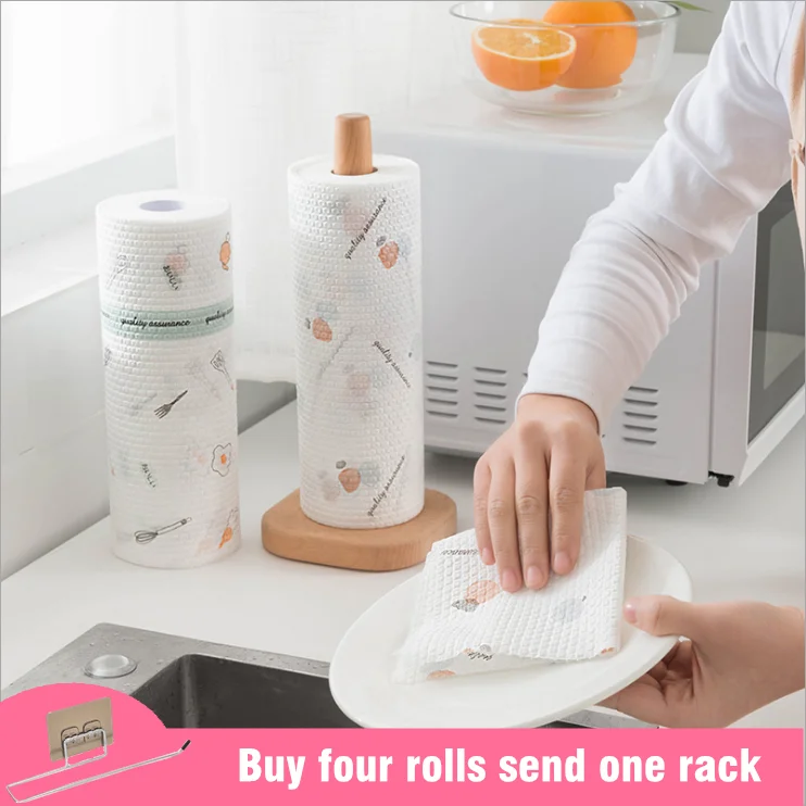 

50pcs/roll Cleaning Cloth Non-woven fabric duster Disposable dish Wash wiper Reusable Washable cleaner Lazy Rags Kitchen Towels