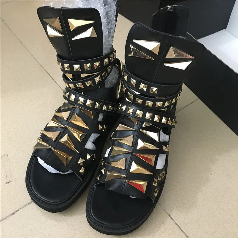 Сандалии-гладиаторы мужские из натуральной кожи роскошные винтажные высокие