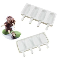 silicone ice cream molds 4 cell ice cube tray food safe popsicle maker diy homemade freezer ice lolly mould kitchen accessories