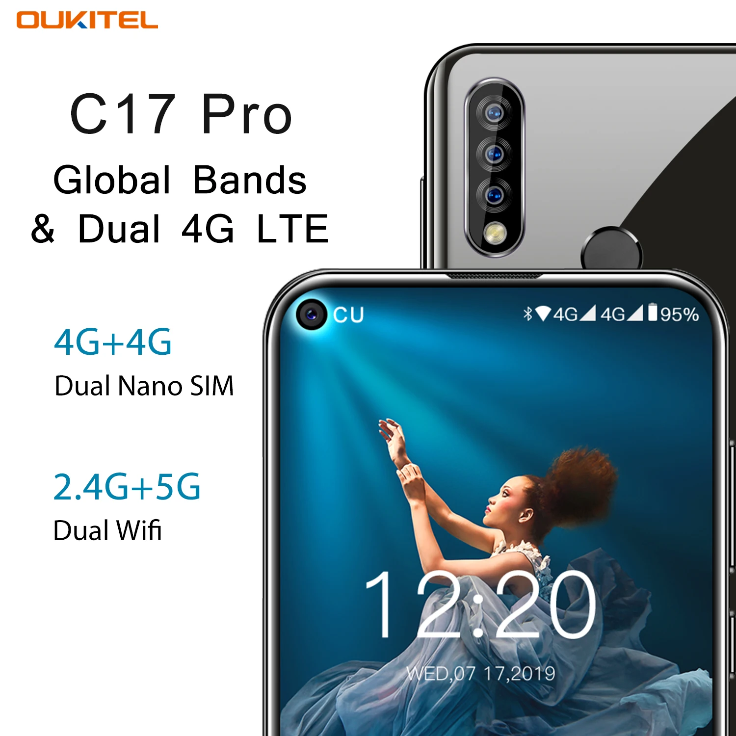OUKITEL C17 PRO C17PRO 6,3" Android 9,0 мобильный телефон MTK6763 Восьмиядерный двойной 4G sim-карта смартфон 3900 мАч 5V2A Быстрая зарядка