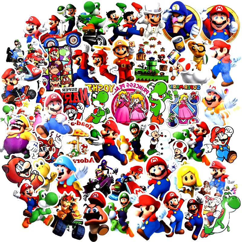 100 шт. Аниме игры с рисунком Супер Марио наклейки изображением мультфильм