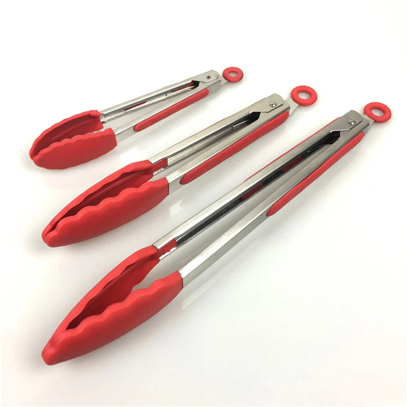 Кухонные щипцы из нержавеющей стали с силиконовыми наконечниками для