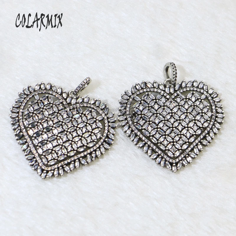 

5 pieces heart pendants Love pendants necklace cubic zircon pendant retro jewelry for women accessories pendants beads 50044