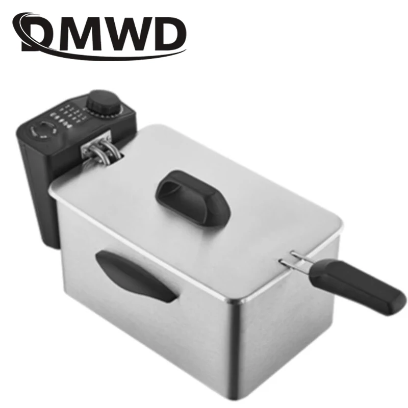 DMWD 2.5L электрическая фритюрница из нержавеющей стали для масляной печи, чипы, сковорода, гриль, картофель фри, курица, жареная рыба, машина, ЕС, США, вилка