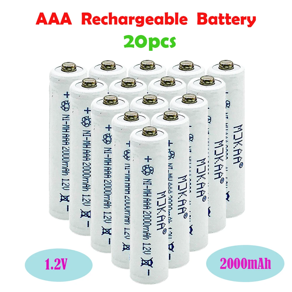 

2021 Top Selling 20 pcs AAA 3A 1.2V 7# Rechargeable Battery 2000 mAh Ni-MH Rechargeable Battery for Remote Control Toy