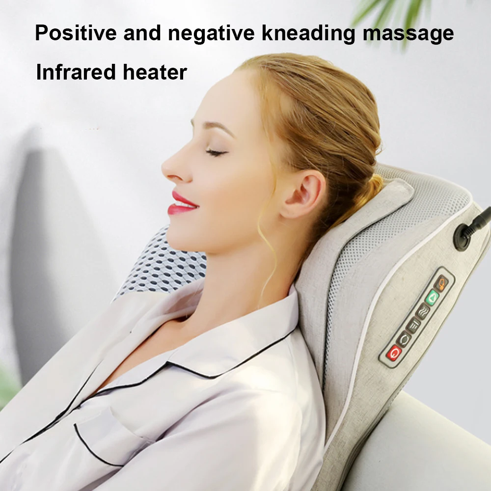 

Multifunction Massage Pillow Car Home Electric Back and Neck Massager Infrared Heated Kneading Body Shiatsu Cervical Massager