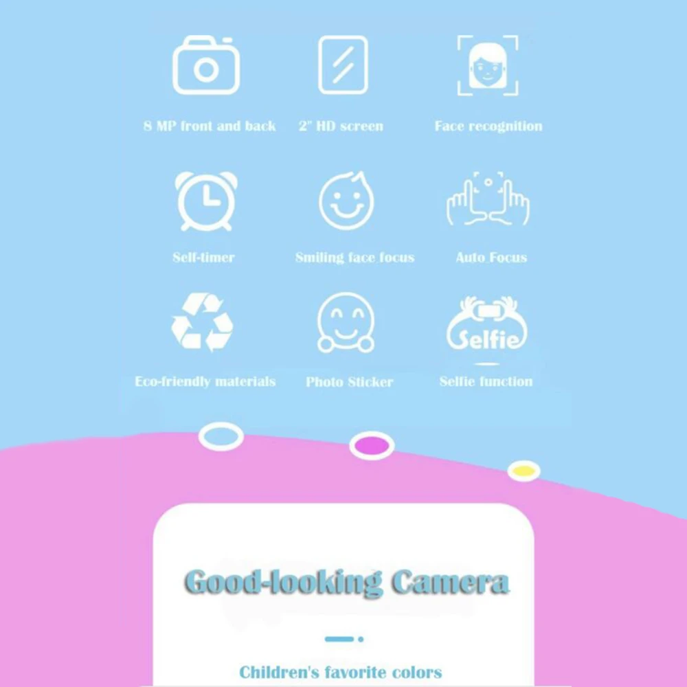 Детская Цифровая камера 8MP 2 &quotlcd 1080P селфи Бесплатная sd карта 16 Гб подарок на день