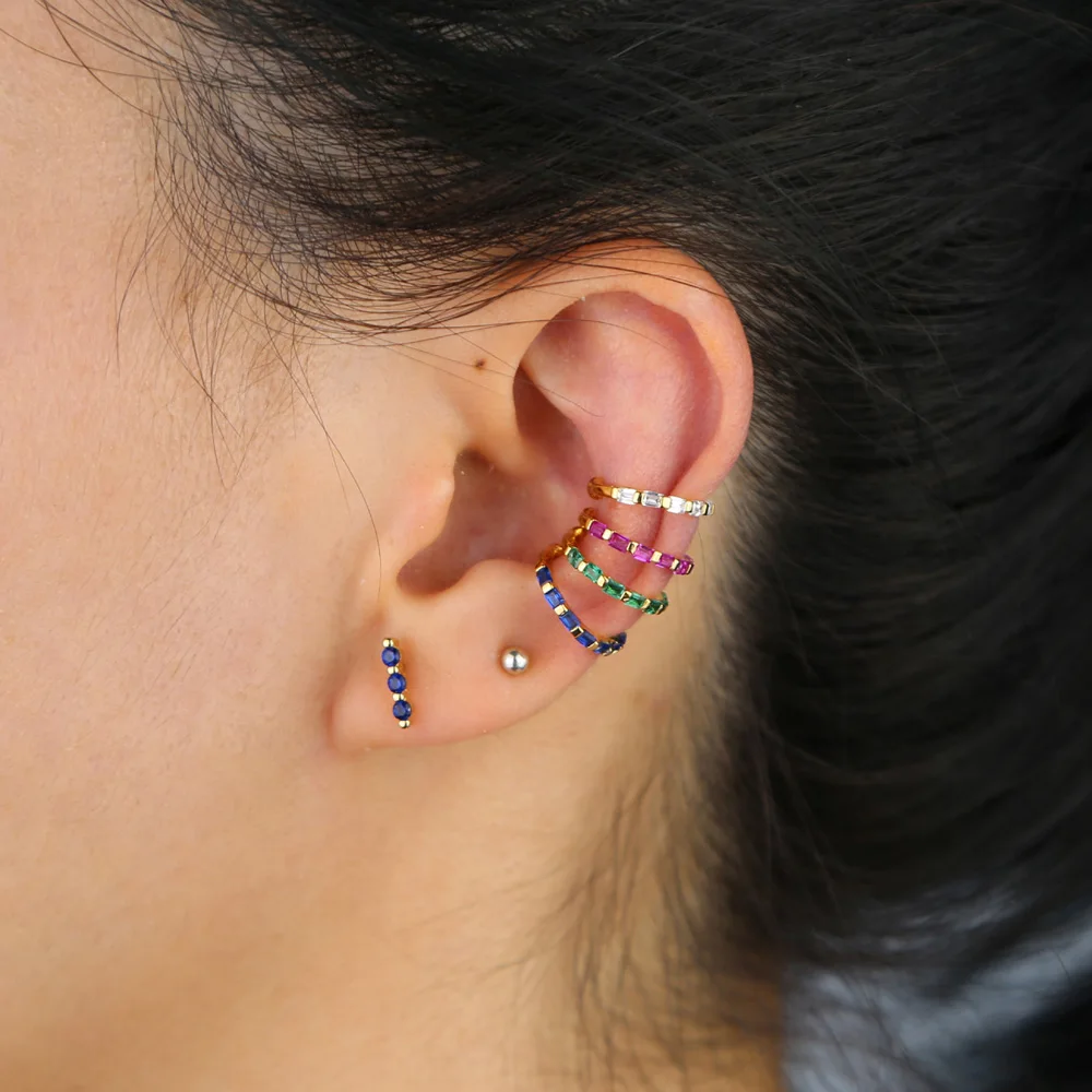 Прямая поставка крошечные серьги гвоздики в форме стержня с радужным красочным