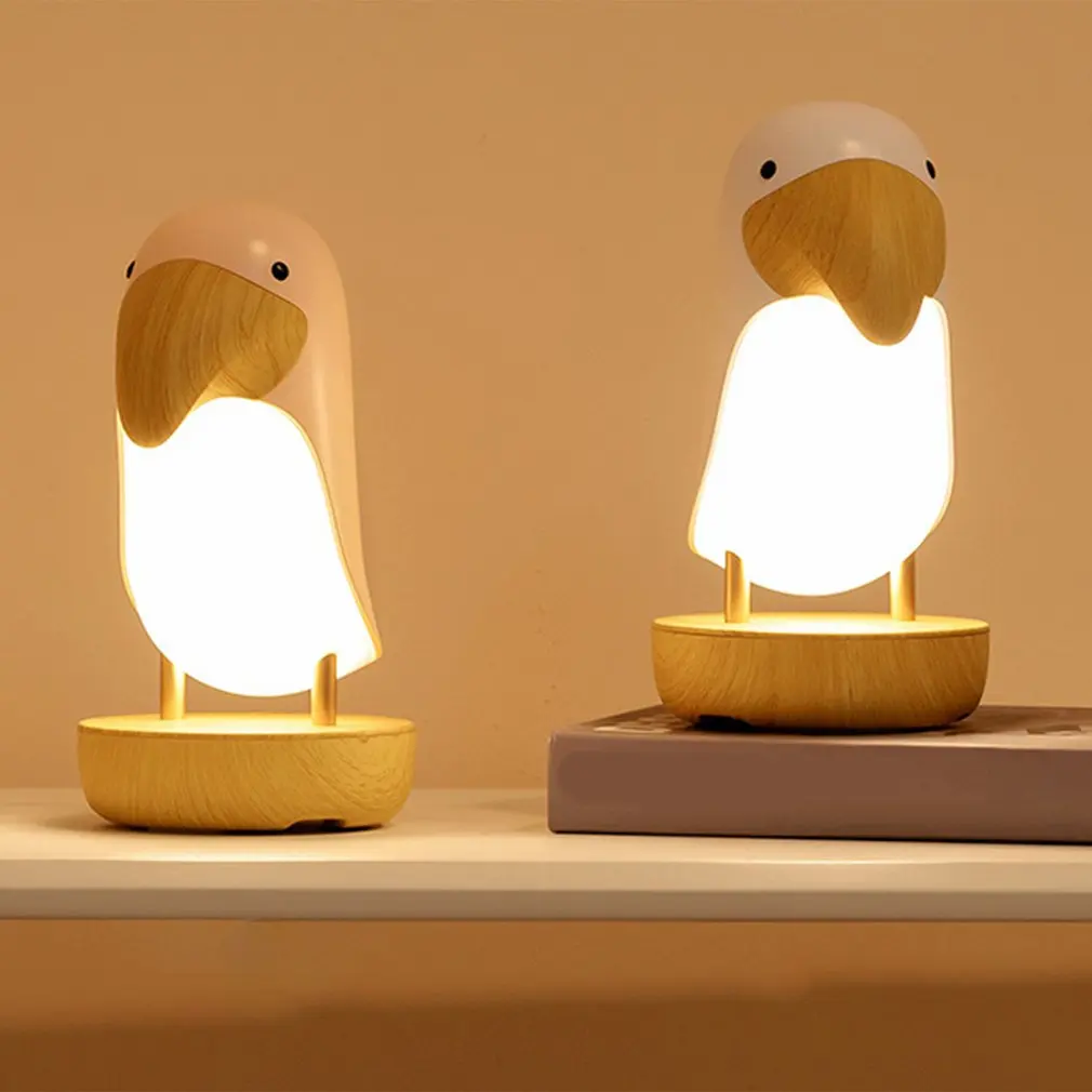 

Деревянный ночник в виде птицы, светодиодная настольная лампа с зарядкой от Usb для детской спальни, декоративная Ночная лампа с плавным зате...
