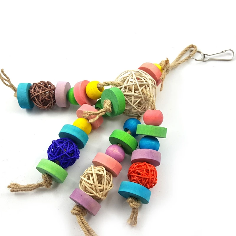 Legendog Parrot Lager Chewing Toy Bird Interesting Natural Rattan Hanging Colorful Bite Ball Hand Woven | Дом и сад