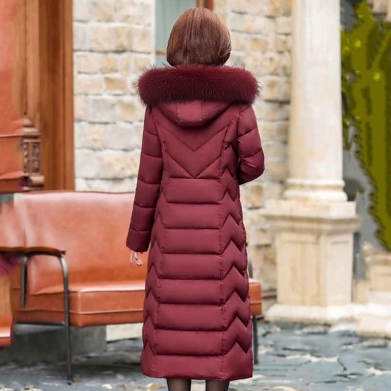 Большой размер, зимняя длинная куртка для женщин, 2109, женская, 4XL, 5XL, 6XL, плюс размер, парка с капюшоном и меховым воротником, с подкладкой, стоячим воротником