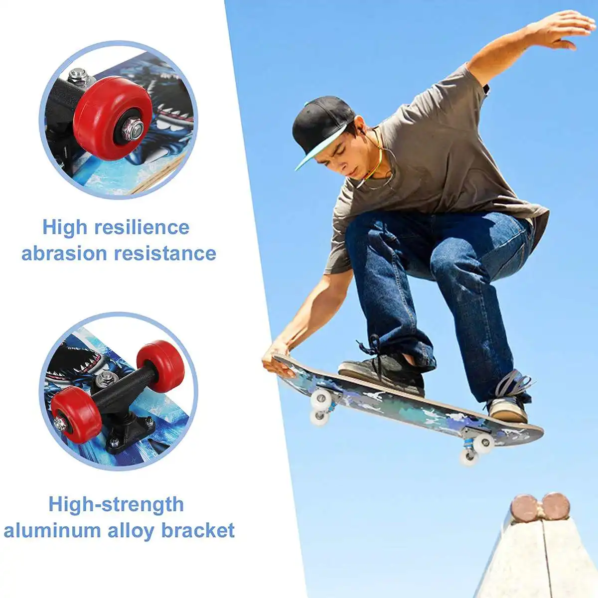 

Four-wheeled Maple Silent Skateboard 7 Layers Skate Board Sports For Kids Adult Beginner Teens Long Board Skateboard