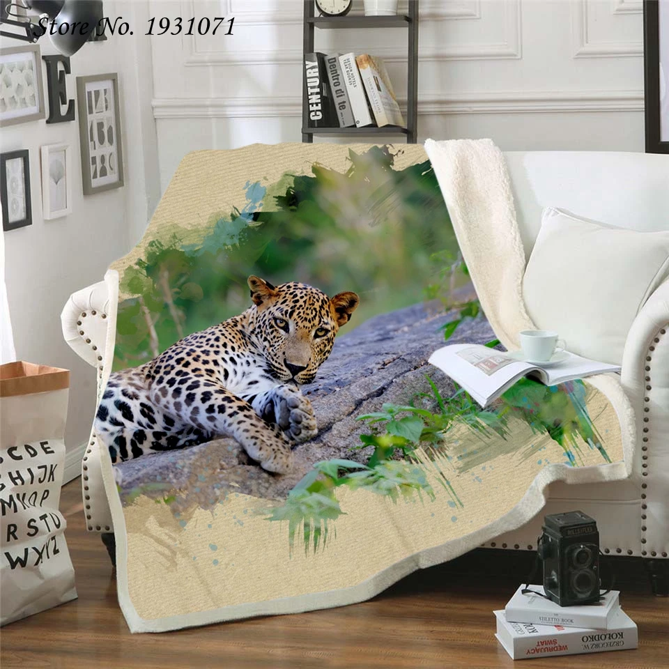 Тигр Лев Леопард 3D принт Флисовое одеяло для кровати толстое модное покрывало