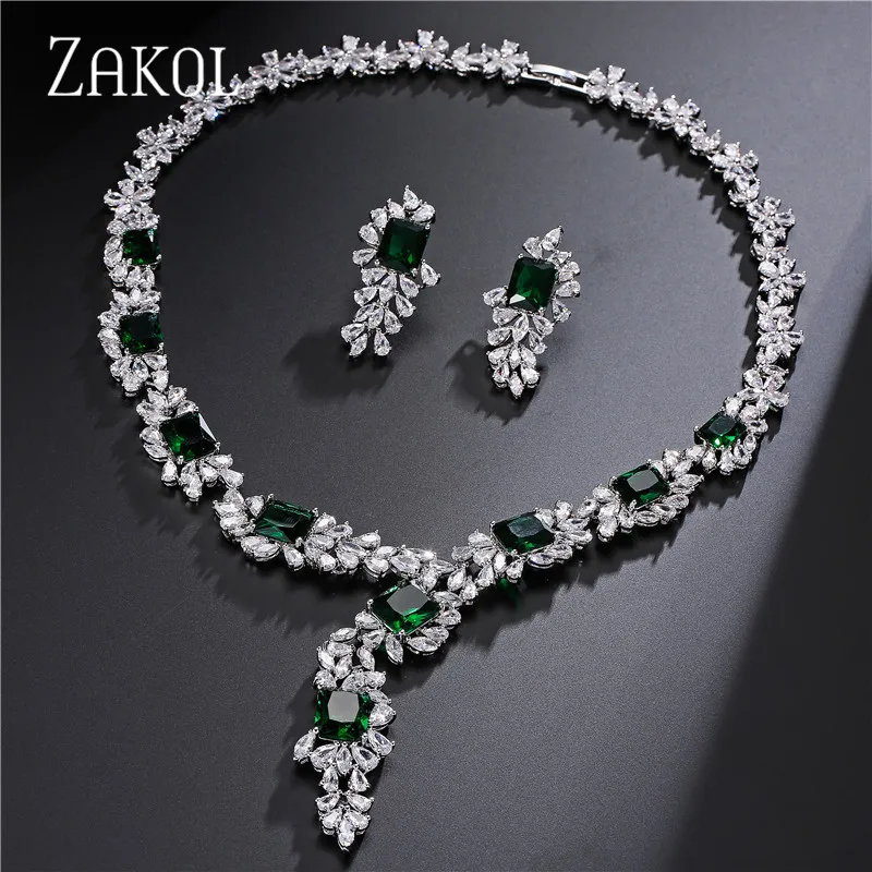 ZAKOL Высокое качество цветок форма кубического циркония комплект ювелирных