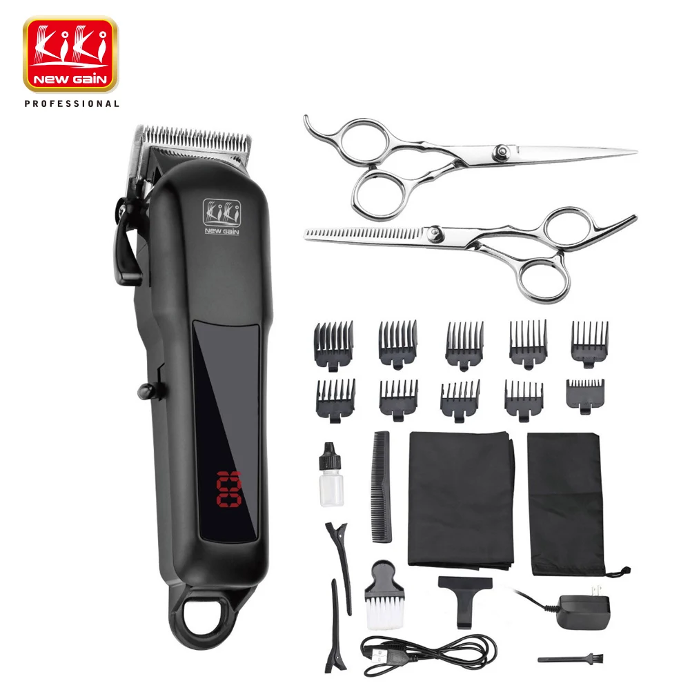 

2021 New Hair Clippers Rechargeable Professional Hair Cutting Machine Hair Trimmer Lithium Battery NG-888 Set With Lcd Display