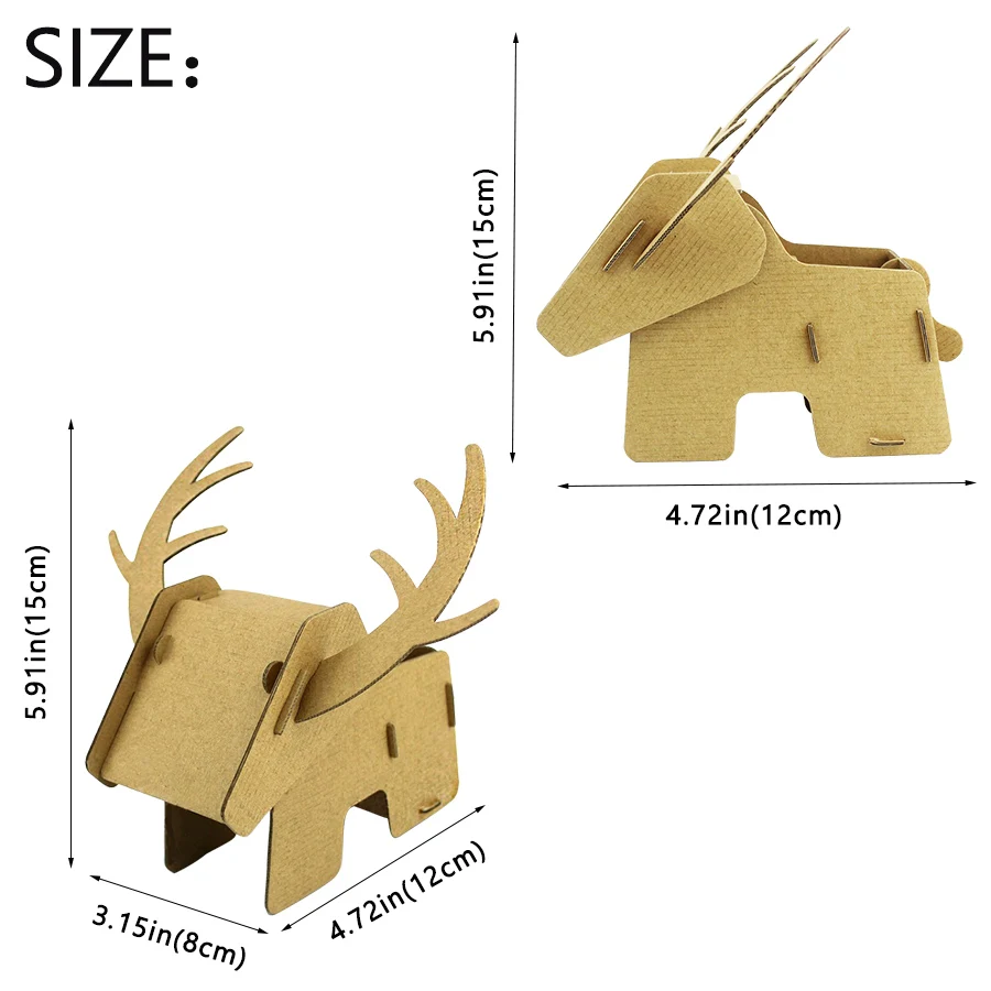 DIY милый лося картон 3D пазл ручной работы Сборка олень коробка для хранения
