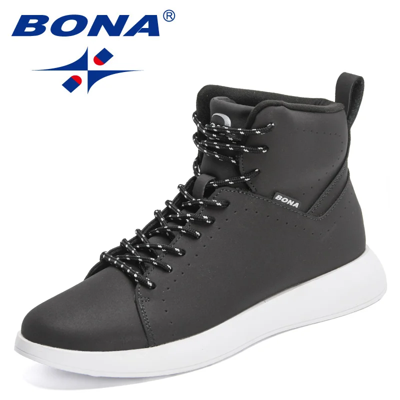 

BONA 2022 New Designers Nubuck Leather High Top Sneaker Men Vulcanize Shoes Man Casual Shoes Outdoor Leisure Footwear Mansculino