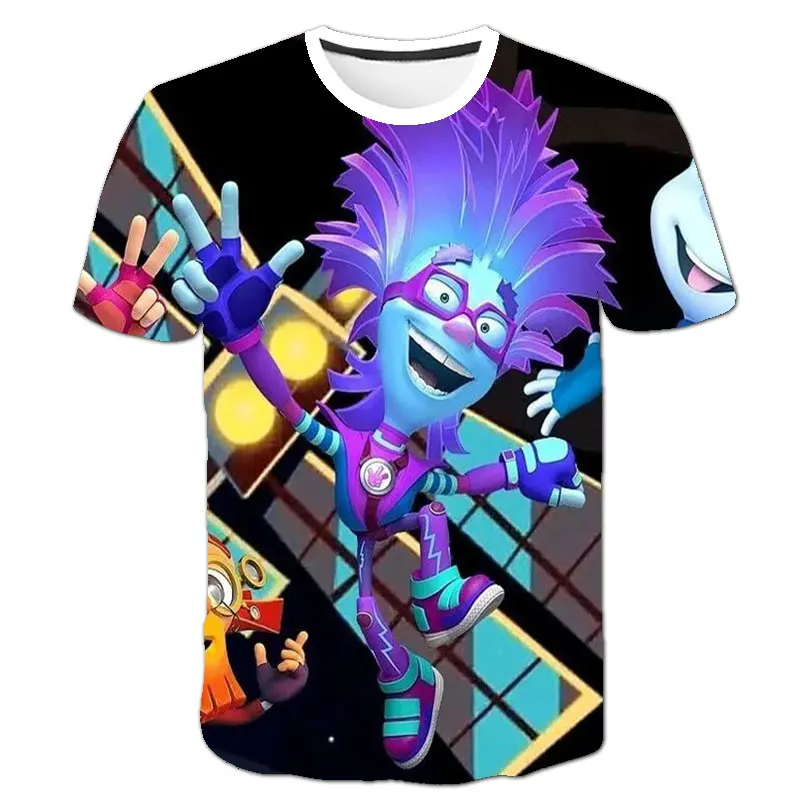 

Модная футболка с мультяшным рисунком, летняя футболка с коротким рукавом и круглым вырезом, крутая футболка для мальчиков и детей, Повседн...