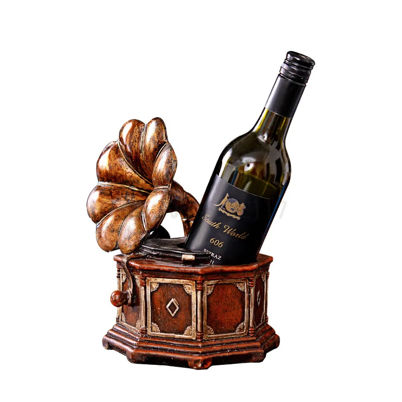 

Винтажный держатель для винной бутылки, декоративный граммофон, винный кронштейн, посуда, украшение для дома, бара и офиса