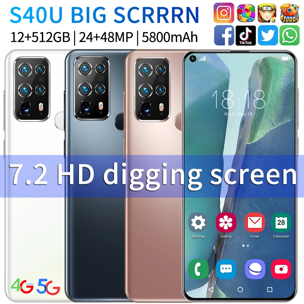 

5G The Global Version of The New S40U Smartphone 7.2 Inches 5800mAh 12 + 512GB Heart MTK 6889 Supports Face Recognition Phones
