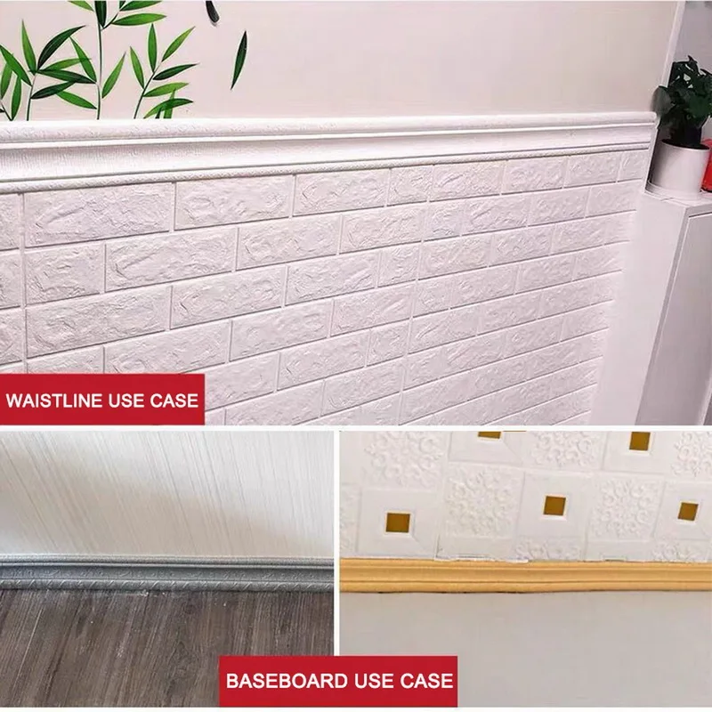 

Self Adhesive 3D Foam Wall Stickers Waterproof Baseboard Wallpaper Border Wall Sticker Living Room Bedroom House Decorations