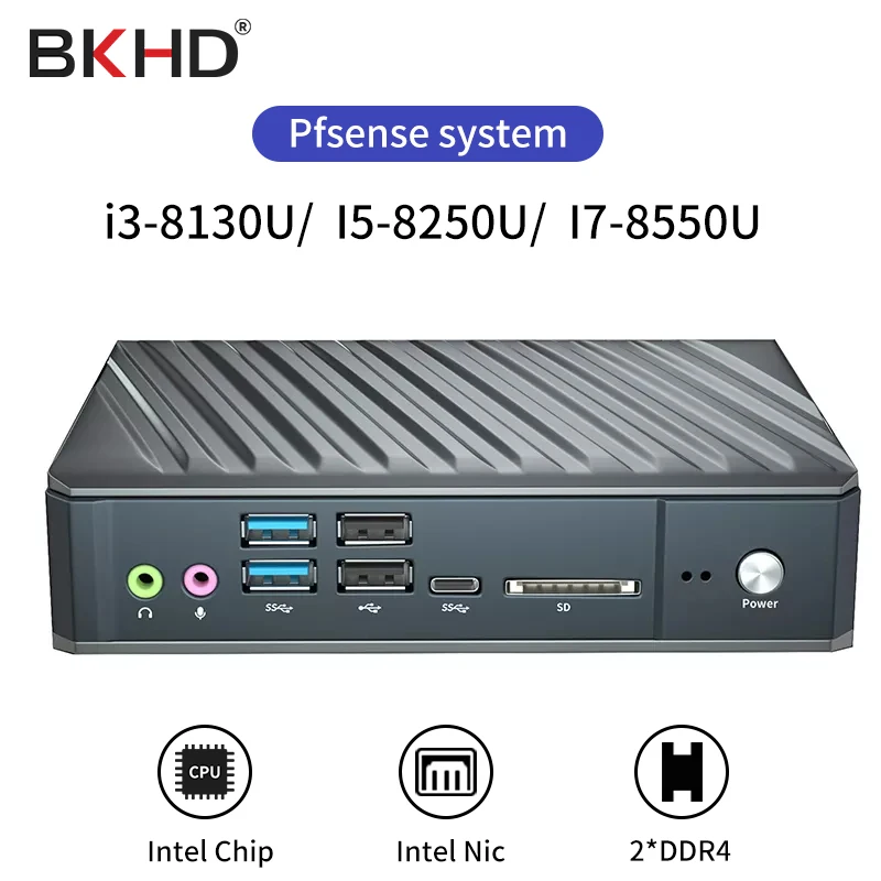 Intel Core i3-8130U/ I5-8250U/Core I7-8550U (8GB/128GB/2LAN/6USB) mini pc industrial компьютер |