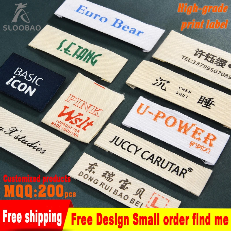 

200pcs,Korean Pure Cotton Silk Screen Thermal Transfer Soft And Clear Print Label Lead Bid Clothing Label Factory Direct Sales