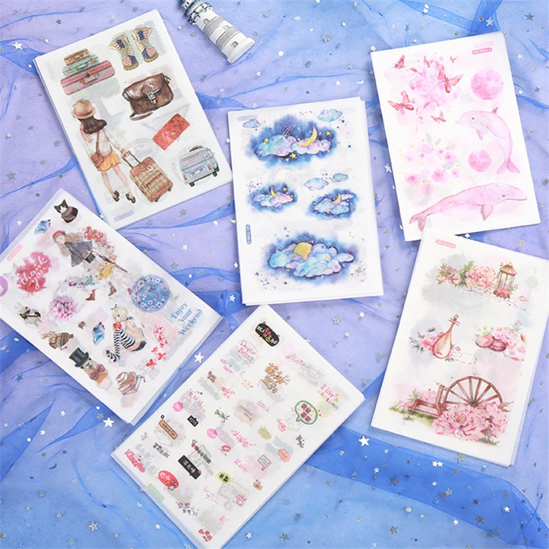 6 шт./лот креативные наклейки Kawaii сумка милый мультфильм ручная учётная запись