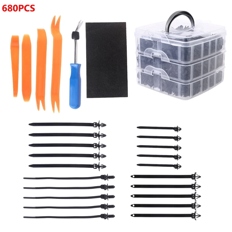 

Автомобильные нейлоновые фиксирующие зажимы, набор пластиковых заклепок с нажимными штифтами, 16 популярных размеров, крепежные зажимы, Акс...