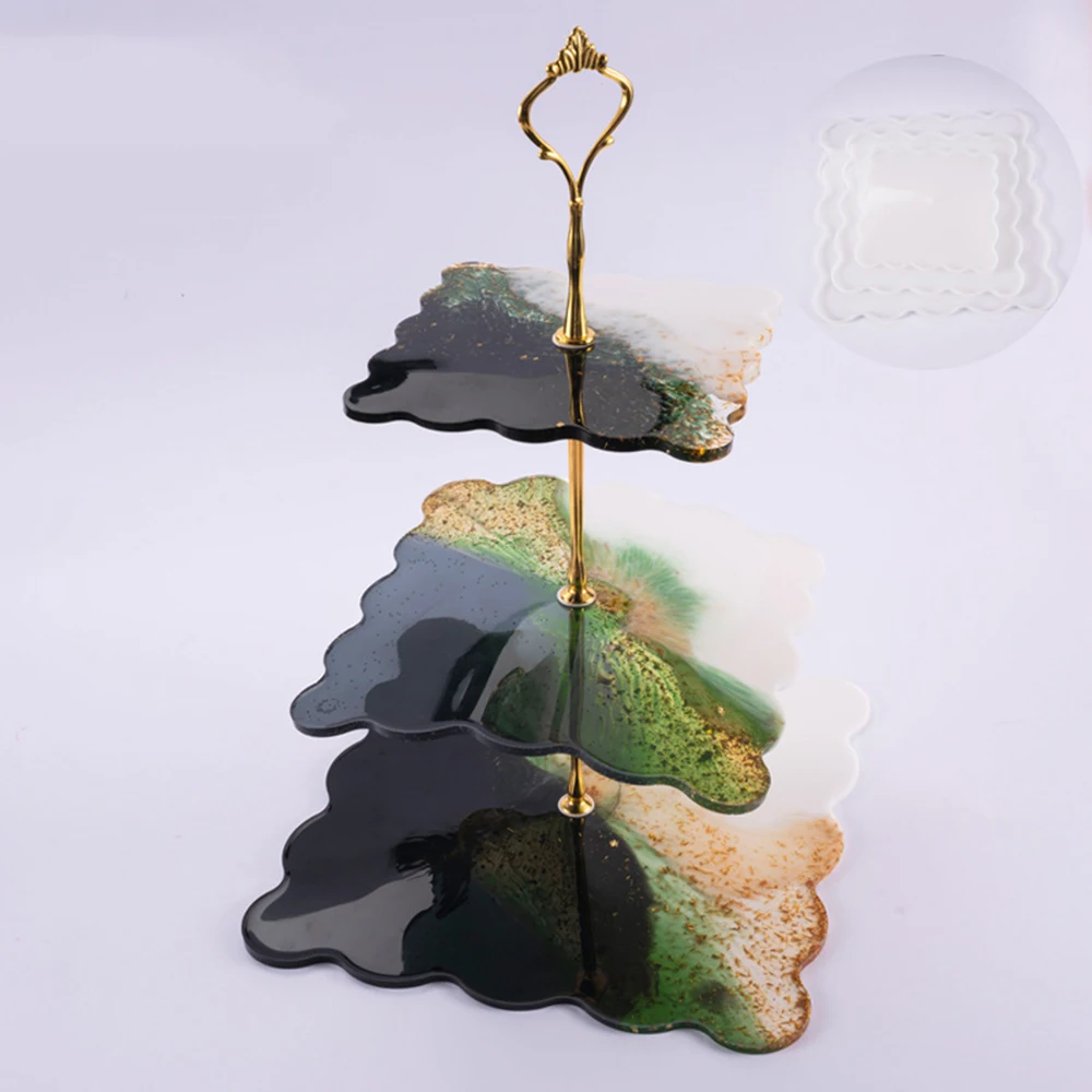 Трехуровневая нерегулярная Фруктовая тарелка коврик для чашки эпоксидная смола