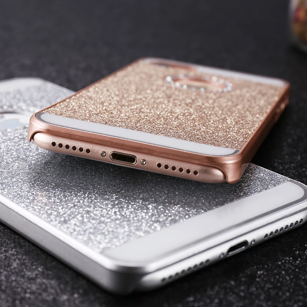 KISSCASE Bling Glitter Phone Cases For iPhone 7 Plus 8 6 6S Shiny Matte 5 5S SE Plain Hard Back Cover Capa |
