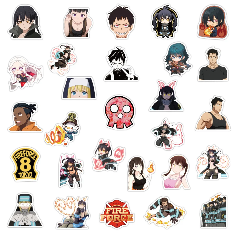 103050100pcs fire force anime stickers diy laptop fridge guitar luggage skateboard phone car graffiti sticker decals kid toys free global shipping