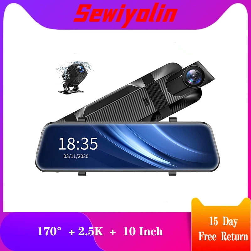 

Car Parts Dual 1080P Dash Cam 4G 10 Inch Stream Media Android Mirror Car Rearview Mirror Dvr ADAS Super Night Before After FHD