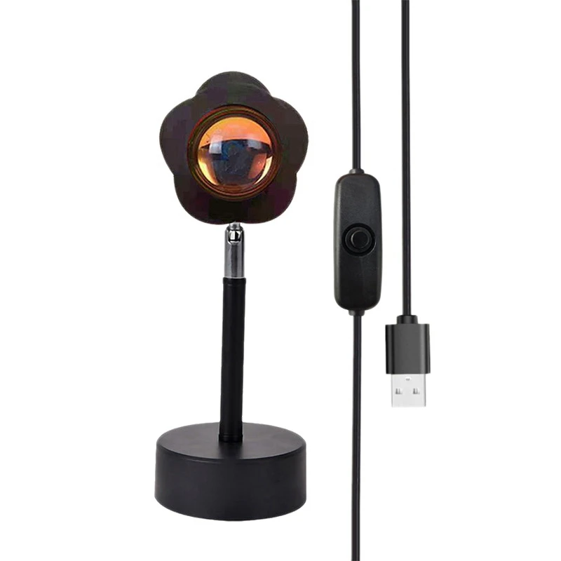 

Sunset Rainbow Projection Atmosphere LED Lamp Night Light Projector,USB Photography Lamps 360° Rotation For Room Studio