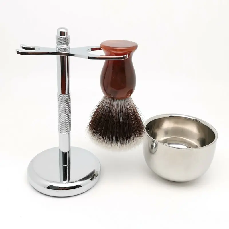 TEYO Synthetic Shaving Brush Shaving Bowl  and Stand Set Perfect for Man Wet Shave Tools Safety Razor Double Edge Razor