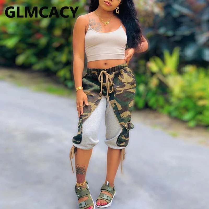 

Camo Patchwork Casual Drawstring Shorts