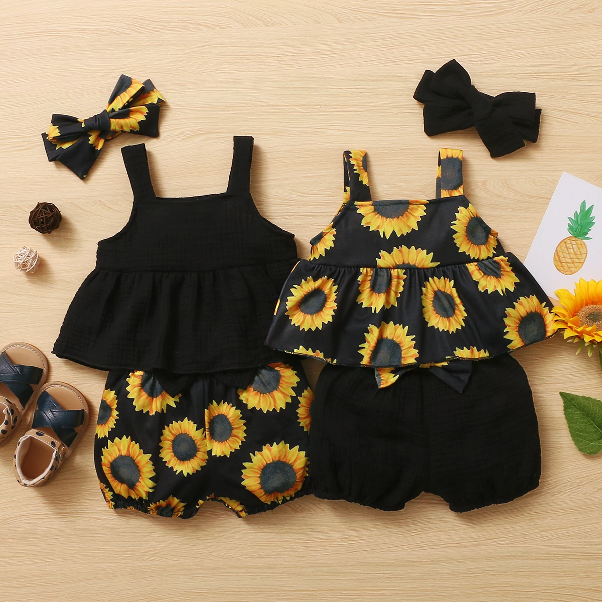 

3Pcs Newborn Baby Girls Summer Clothes Cute Beach Boho Strap Ruffle Romper Floral Shorts Toddler Outfit Baby Girls Clothing
