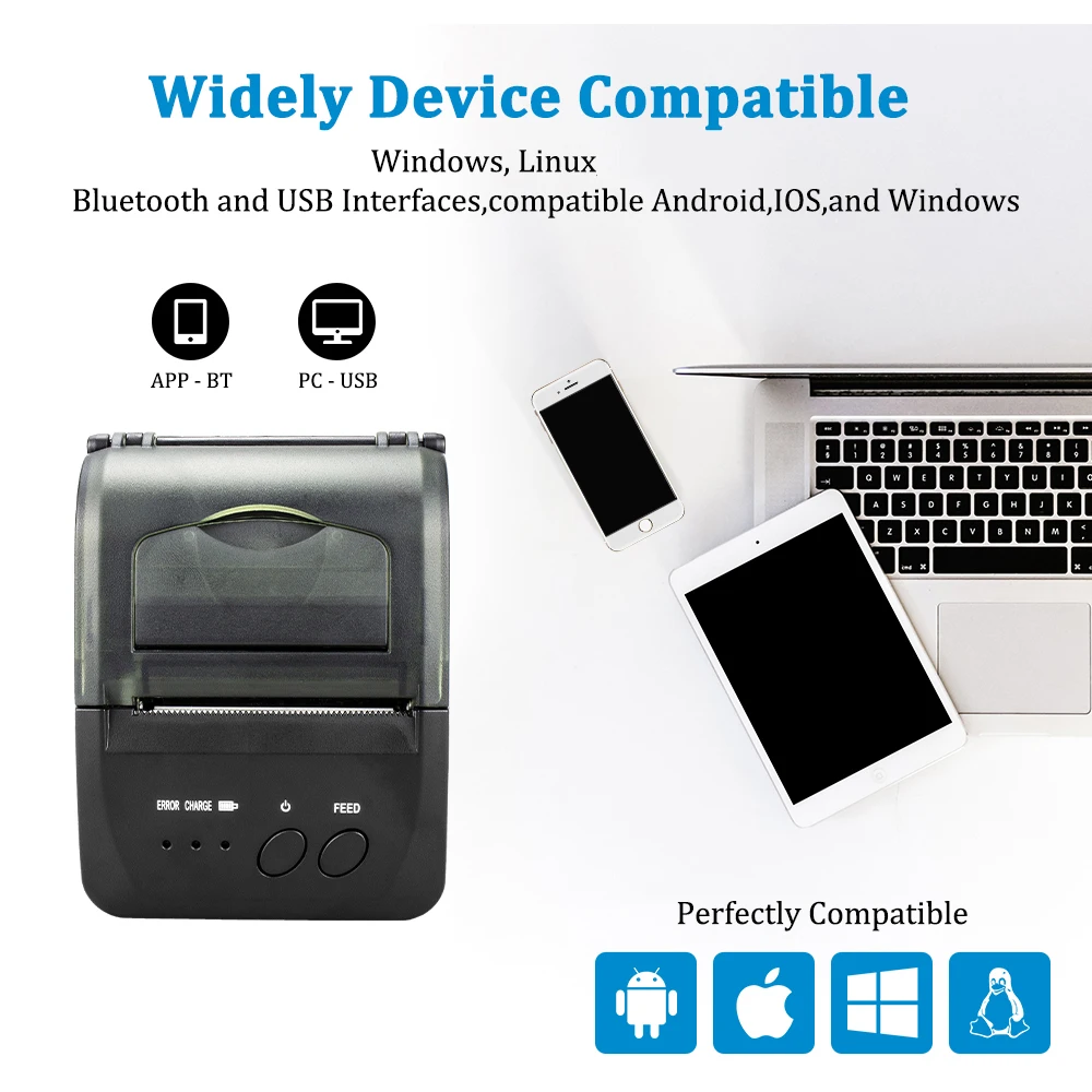 NETUM 1809DD портативный 58 мм Bluetooth термопринтер с поддержкой Android/IOS и 5890K USB термопринтер для POS системы