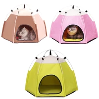 portable folding dog house pet octagonal cage cat carrier tent playpen breathable puppy bed outdoor removable fence bed