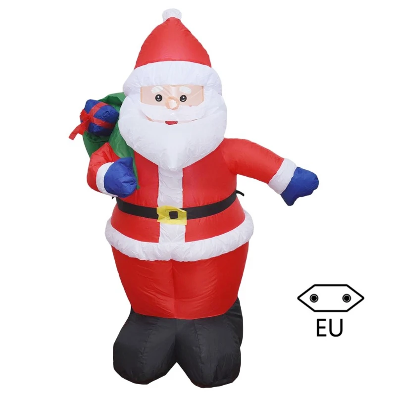 

41XB 120cm Tall Inflatable Christmas Santa Claus Carrying Gift Bag with LED Light Glowing Blow Up Giant Model Outdoor Yard Props