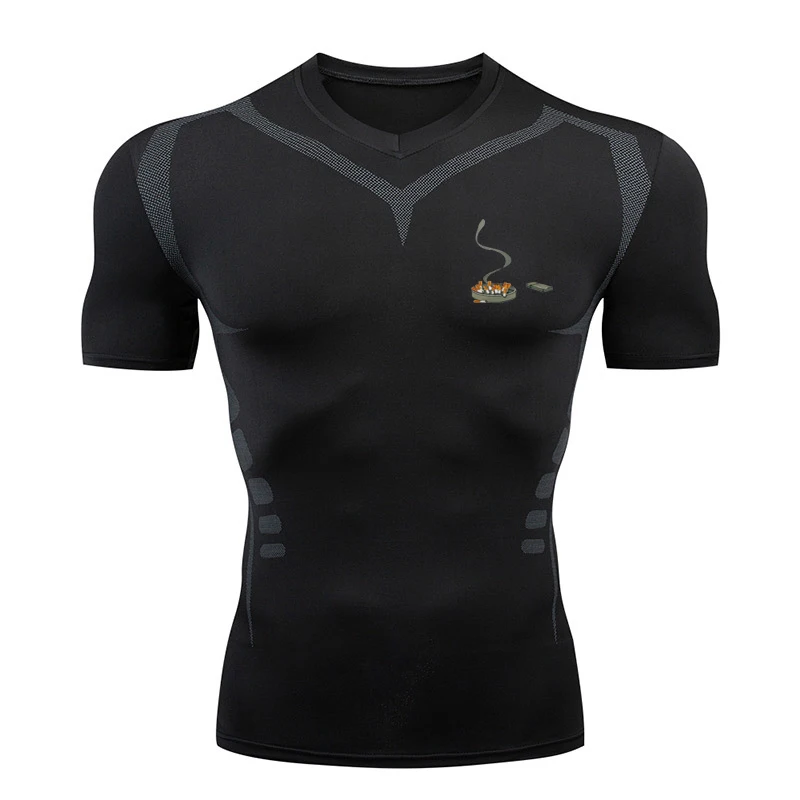 Мужская спортивная футболка с коротким рукавом облегающая для бега