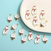 10 bulk christmas polar bear enamel alloy metal charm for bangles jewelry making for women girl animal charm polar bear ko28dg