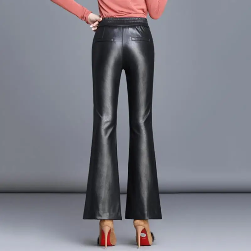 

Women 2020 New Winter Genuine Leather Trousers Casual Loose Sheepskin Female Pants Natural Real Leather Wide Leg Pantalones V02