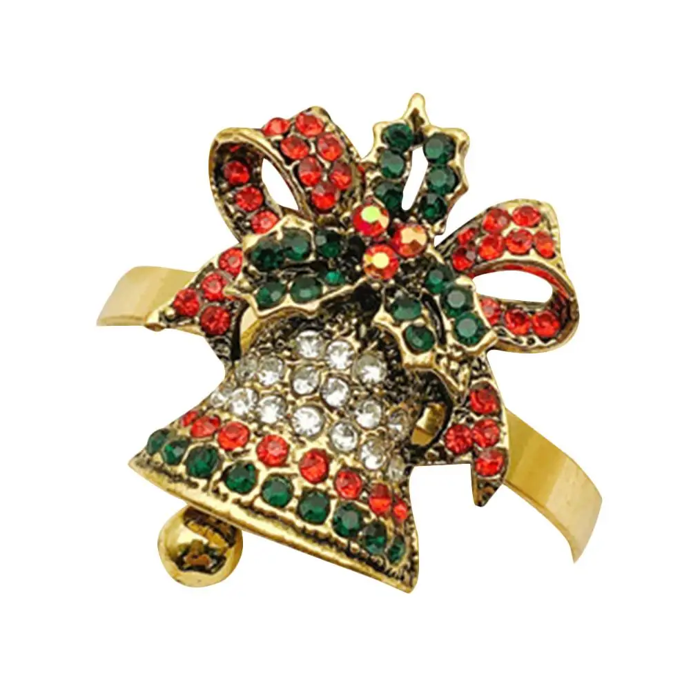 Пряжка для салфеток Отель Рождественские сани колокольчики Стразы Золотые