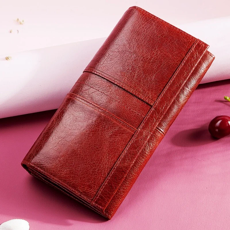

Business Genuine Leather RFID Wallet Big Size Long Leather Cell Phone Bags Purse Anti-Hacking Tracking Spying Faraday Money Bag